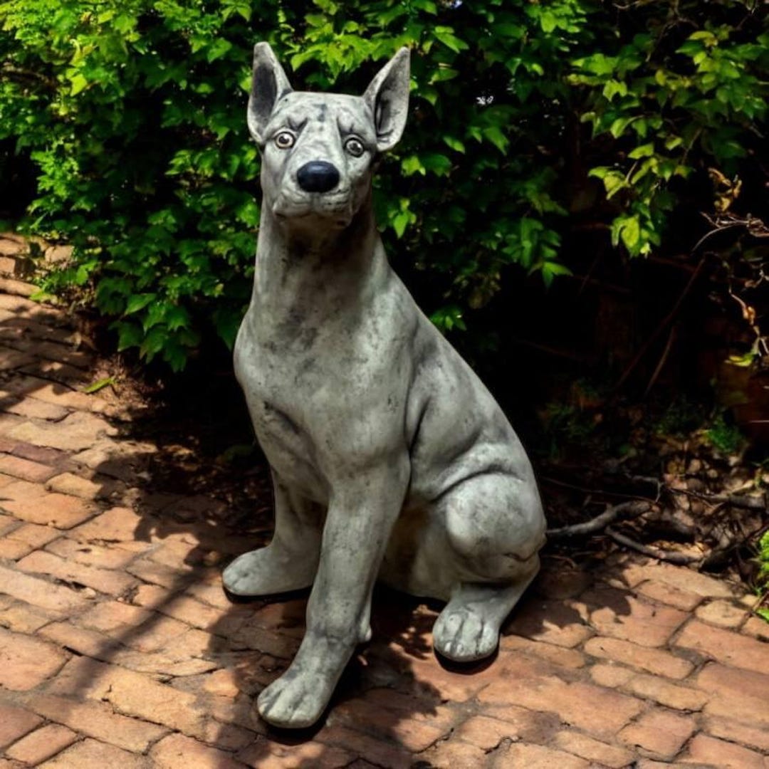 Painted Pinscher Dog Sculpture Outdoor Pet Decor Pinscher Dog Figurine ...