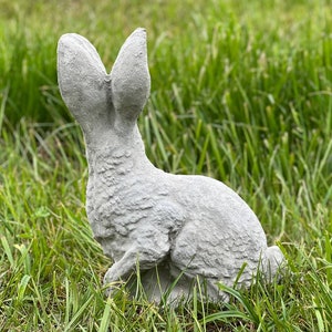 Stone Sitting Rabbit Statue Concrete Garden Ornament Bunny With Long ...