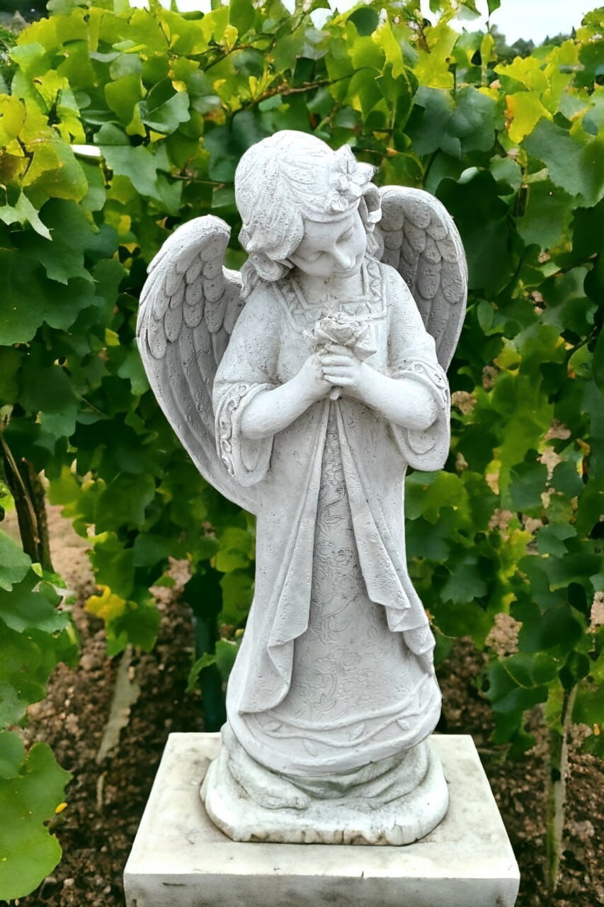 Solid Angel Statue for Garden Outdoor Girl in Dress Memorial Sculpture ...