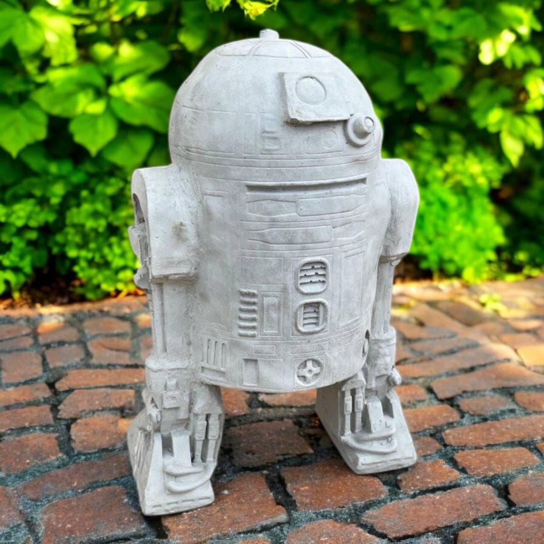 Robot Decaration Robot Sculpture Concrete Garden Decor Stone Robot Figure Garden ...