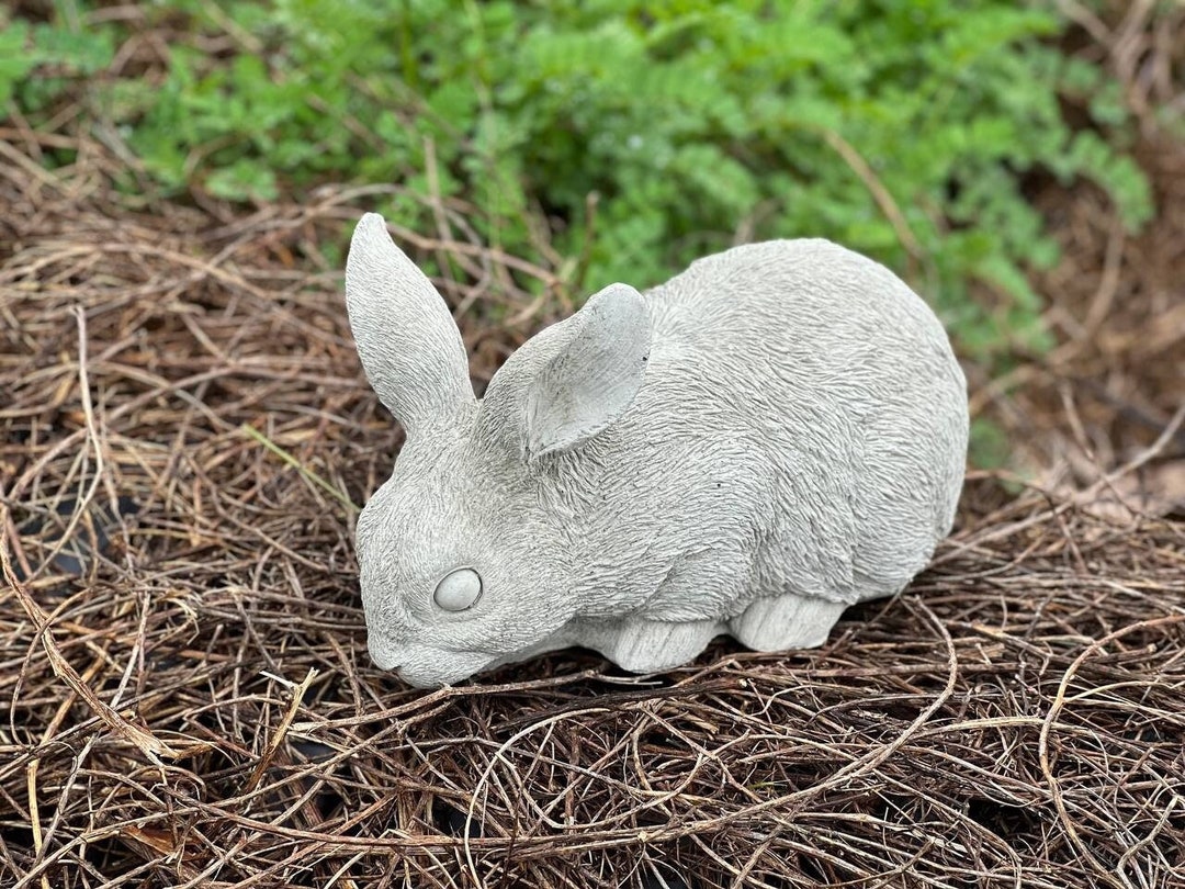 Stone Rabbit Statues Concrete Rabbit Statue Stone Bunny Figurine Easter Style Spring ...