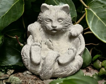 Cement Cat Bowl Statue Concrete Bird Bath Sculpture Stone Water Drinker Figurine Decoration Yard Kitten Ornament Pet Memorial Gift Figure