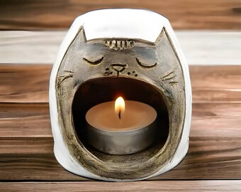 Keramische Kat Aroma Lamp Huisdier Memorial Keramische Katten Vintage Handgemaakte Standbeeld Figuur Keramisch Dier Miniatuur Kunst Beeldje