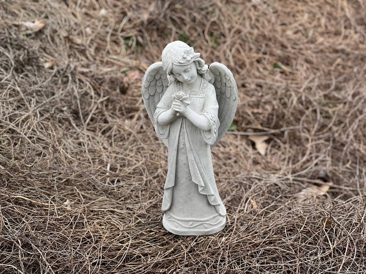 Stone Angel Statue Garden Praying Girl Decoration Figure Religious ...