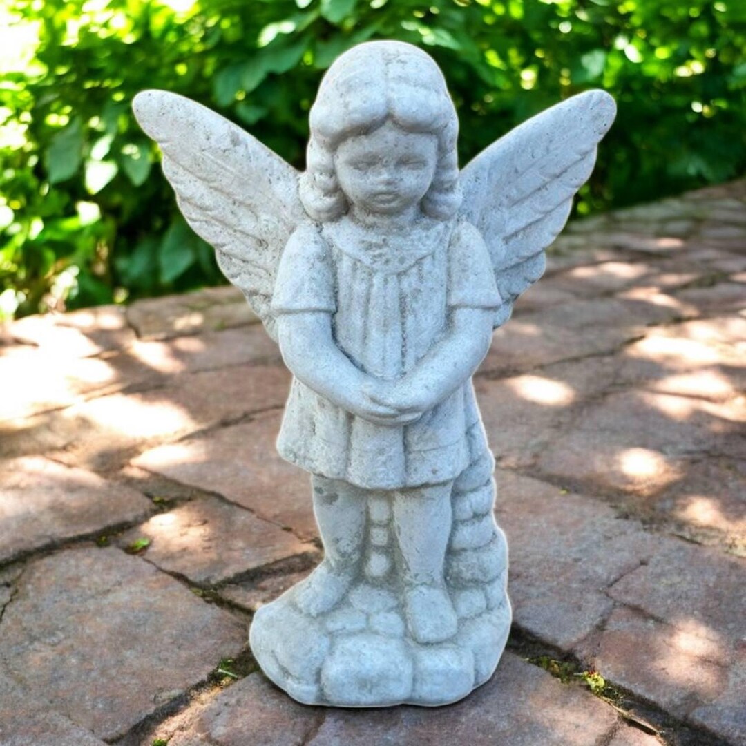 Tiny Angel Girl Concrete Sculpture Stone Angel Statue Girl Figurine ...