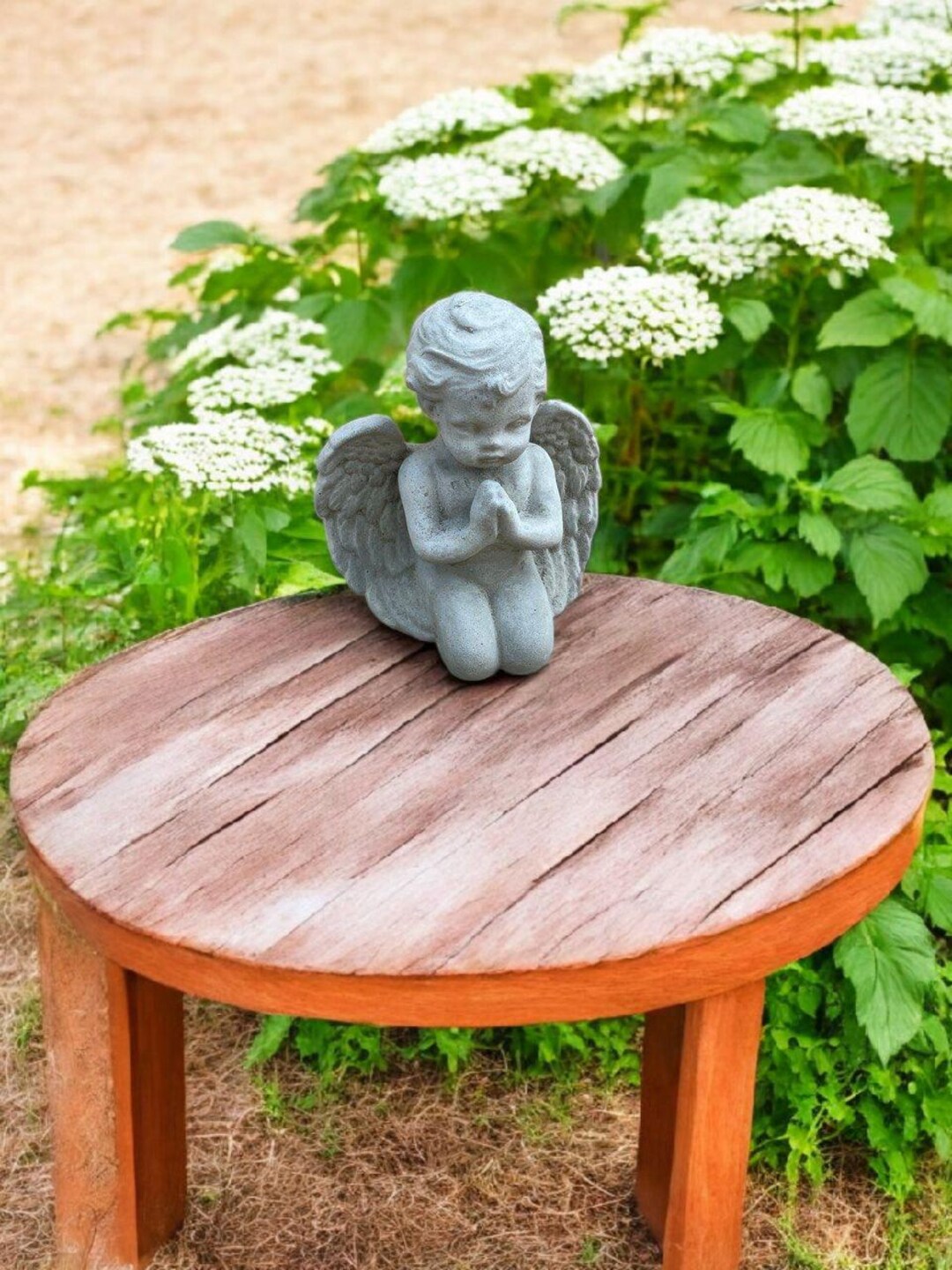 Praying Cherub Figurine Concrete Angel Statue Small Cherub Statue ...