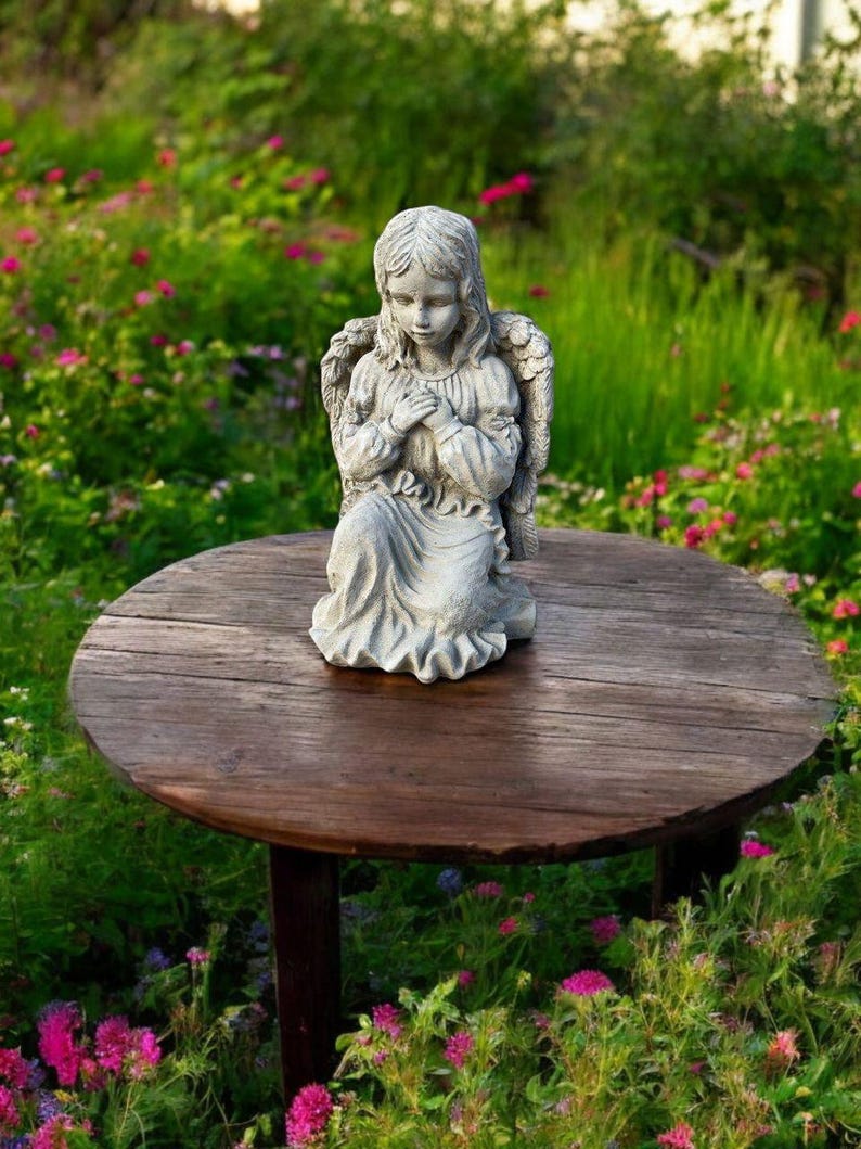 Concrete Angel Sculpture Garden Cherub Art Outside Religious Idea Solid ...