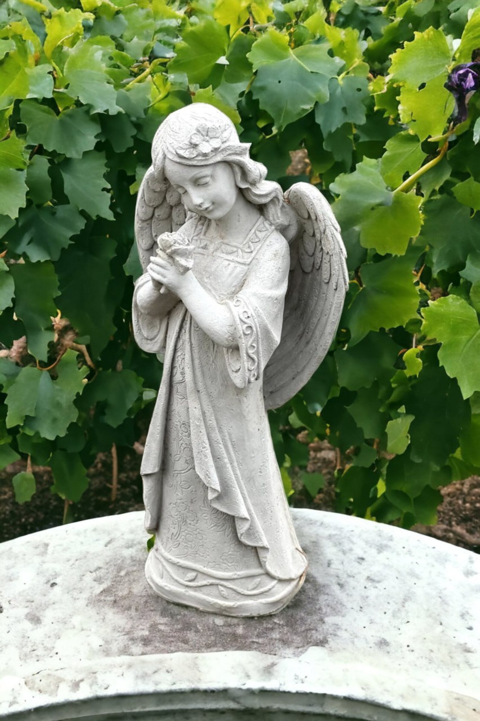 Solid Angel Statue for Garden Outdoor Girl in Dress Memorial Sculpture ...