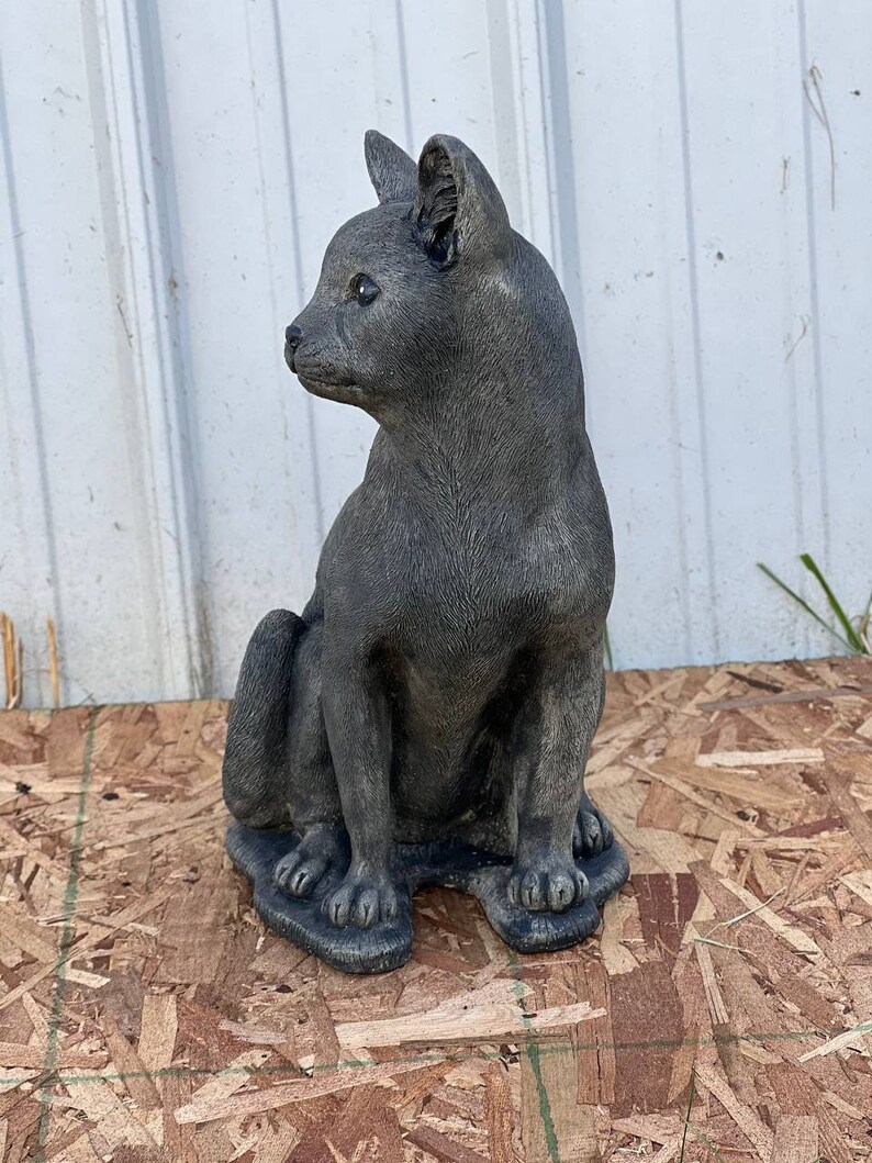 Black Cat Statue Realistic Pet Memorial Massive Cat Sculpture Gift for ...