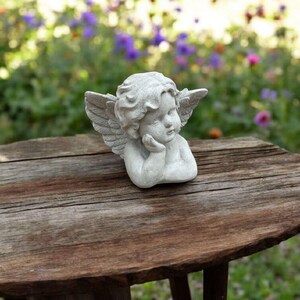 Cherub Bust Figurine Concrete Angel Statue Garden Angel Ornament Cherub ...