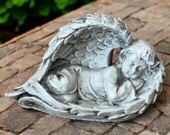 Baby Angel In Wings Sleeping Angel Figurine Concrete Cherub Decoration Angel Statue Angel Wings Ornament Baby Loss Gift