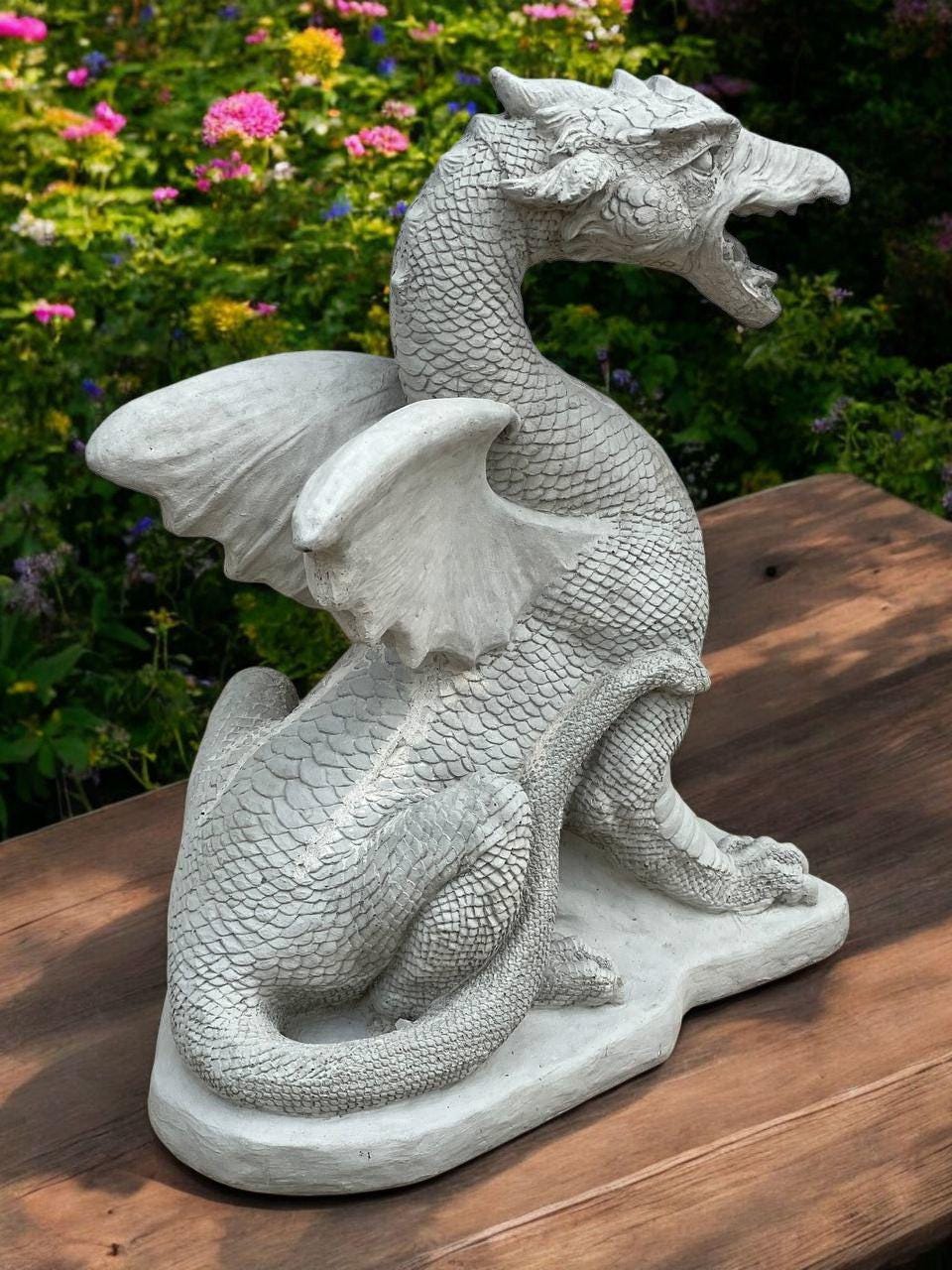 Concrete Sitting Dragon Yard Sculpture Dragon Lover Gift Front Door Dragon Fantasy Animal Figure Garden Statue Dragon Ornament