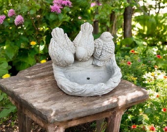 Bird Bath Sculpture Concrete Garden Ornament Lawn Bird Drinker Art Outdoor Stone Decor Backyard Bird Bath Statue Home Drinker Idea