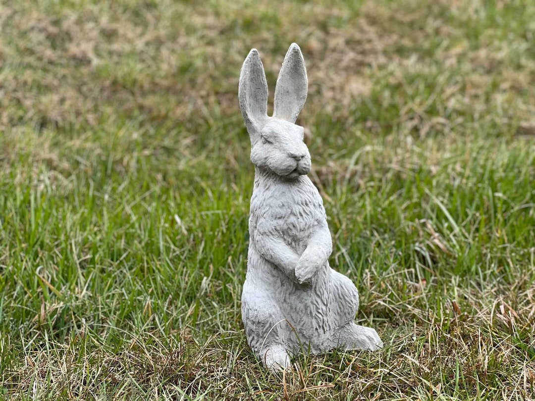 Standing Rabbit Sculpture Detailed Yard Bunny Statue Cement Massive ...