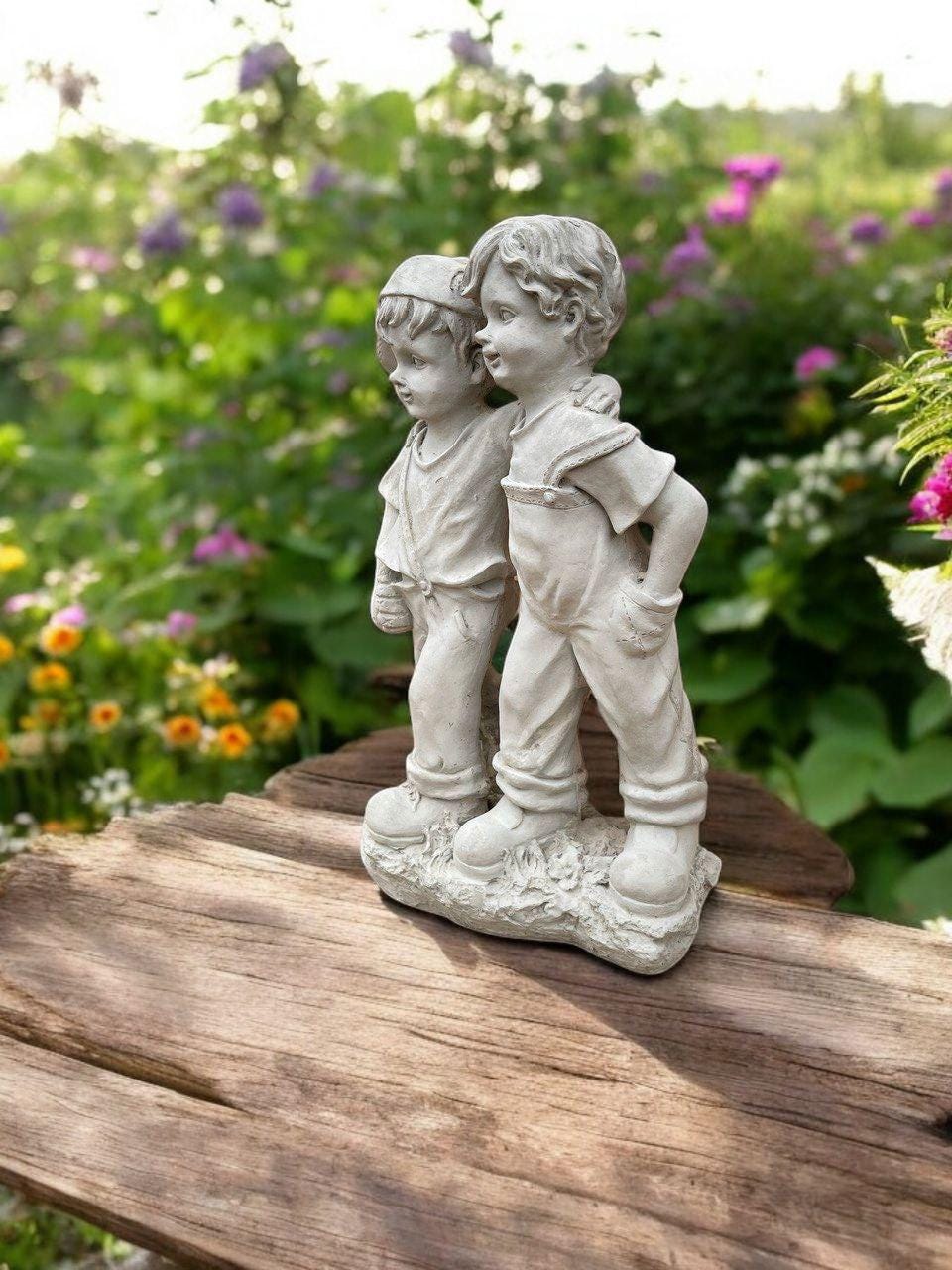 Lawn Boys Statue Backyard Kids Ornament Outside Children Figurine ...