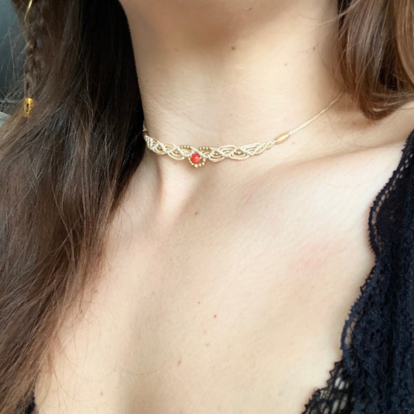 Set • Choker • Fußkette • Aquamarin • rote Koralle