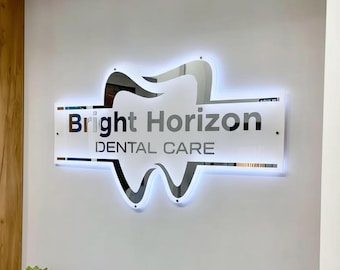 3D Custom Acryl hinterleuchtetes Schild, Leuchten Büroschild, Salonschild, Empfangsschild, beleuchtetes Acrylschild
