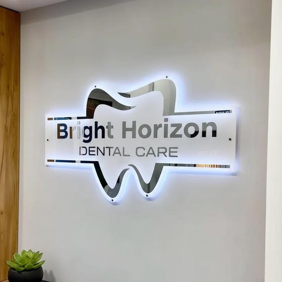 3D Custom Acrylic Backlit Sign, Light up Office Sign, Salon Sign, Reception Sign, Illuminated Acrylic Sign