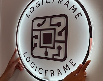 Custom Acrylic Business Logo Sign, Acrylic Sign, 3D Round Logo, Business Sign, Salon Decor Sign, Backlit Logo Sign, Acrylic Wall Sign