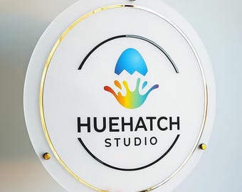 3D Custom Acrylic Business Sign, Round Acrylic Logo Sign, Business Logo Sign, Store Sign