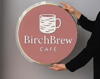 Custom 3D Acrylic Business Sign | Round Acrylic Logo Sign | Small Business Logo Sign | Acrylic Bar Sign
