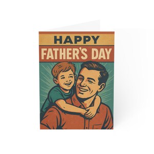 Biglietti d'auguri per la festa del papà, design "Papà e figlio" - 1 pezzo, occasione speciale, set di biglietti, regalo per lui, set di cancelleria, padre e figlio