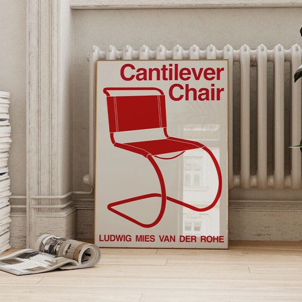 Cantilever Chair Mies van der Rohe Bauhaus Art Poster Wassily Chair Marcel Breuer mid century poster vitra poster bauhaus print minimalist