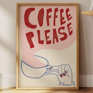 Coffee Poster - Food Art Print Kitchen Poster Retro Caffe Poster Modern Kitchen Art Trendy wall art Aesthetic wall art Mid Century Decor