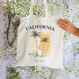 Trendy California Tote Bag, West Cost Bag, California Shopping Bag,California Shoulder Bag,Cali Girl Bag,California Shopper,California State