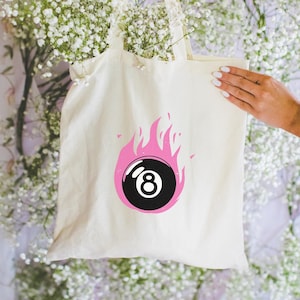 8 Ball Einkaufstasche, Retro Billard-Drucktasche, umweltfreundlicher Shopper, lustiges 8 Ball Geschenk, wiederverwendbare Tasche für das Leben, ästhetische 8 Ball Pool-Markttasche