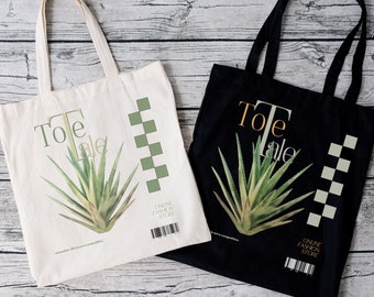 Borsa tote stile vintage, stampa ToteTale retrò, borsa per la spesa ecologica in aloe vera riciclata al 100%, borsa della spesa, per te lei lui, regalo unico