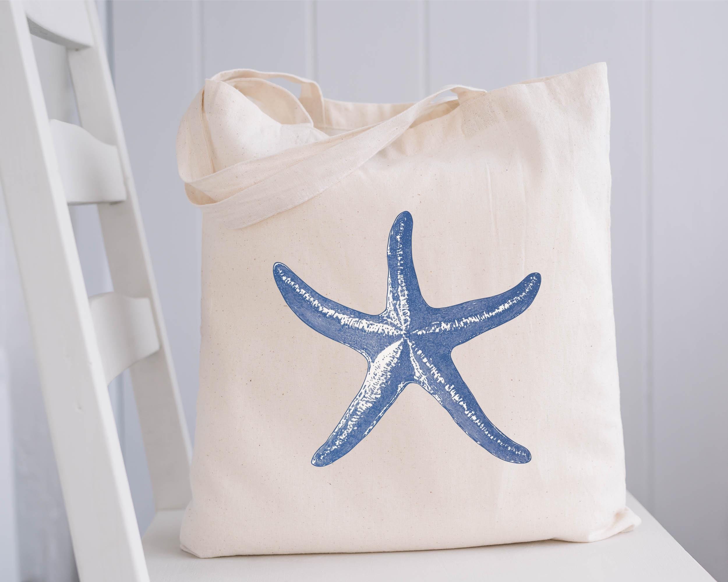 Blue Starfish Tote Bag, Starfish Lover Gift, Sea Ocean
