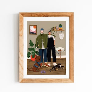 Custom family portrait, Quirky gift, Drawn from multiple photos, Fun Personalised illustration, Custom portrait gift