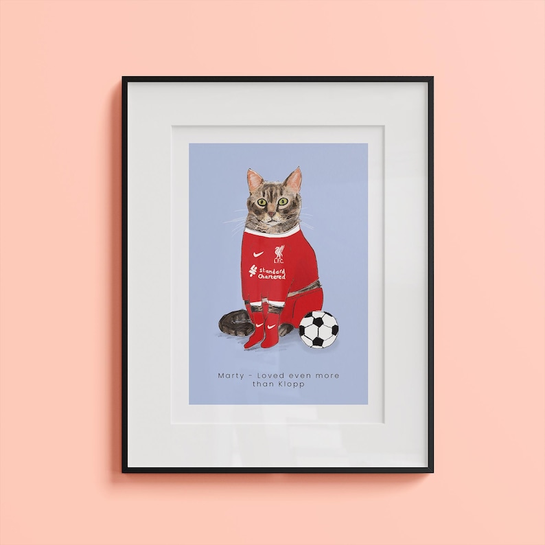 Custom Football Fan Pet Illustration, Quirky gift, Hand drawn, Fun Personalised illustration, Custom Pet portrait gift image 8