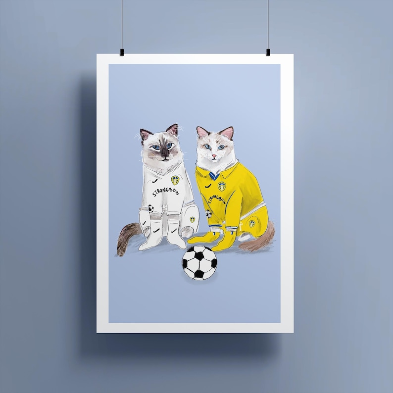 Custom Football Fan Pet Illustration, Quirky gift, Hand drawn, Fun Personalised illustration, Custom Pet portrait gift image 9