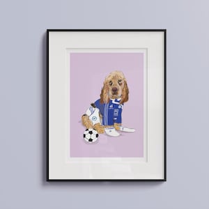 Custom Football Fan Pet Illustration, Quirky gift, Hand drawn, Fun Personalised illustration, Custom Pet portrait gift image 5