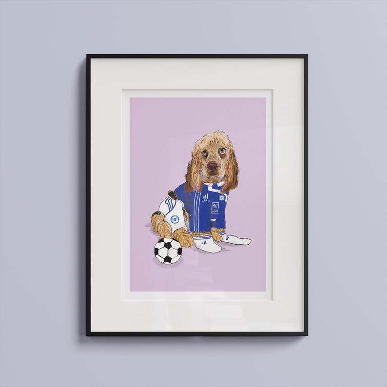 Custom Football Fan Pet Illustration, Quirky gift, Hand drawn, Fun Personalised illustration, Custom Pet portrait gift image 5