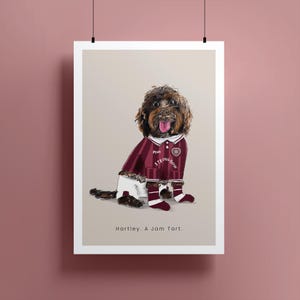 Custom Football Fan Pet Illustration, Quirky gift, Hand drawn, Fun Personalised illustration, Custom Pet portrait gift image 2