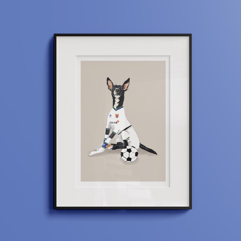 Custom Football Fan Pet Illustration, Quirky gift, Hand drawn, Fun Personalised illustration, Custom Pet portrait gift image 3
