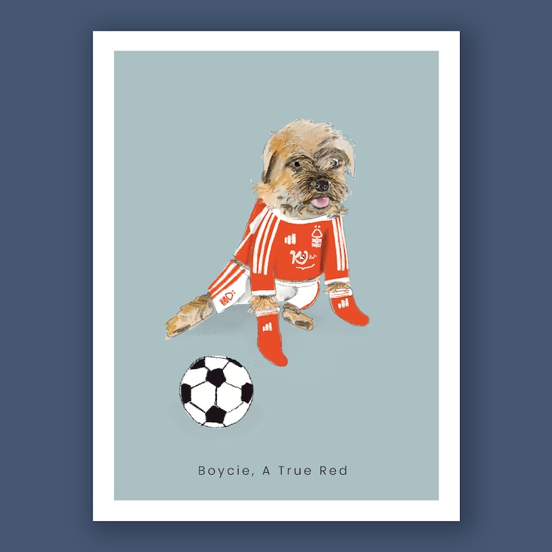 Custom Football Fan Pet Illustration, Quirky gift, Hand drawn, Fun Personalised illustration, Custom Pet portrait gift image 6