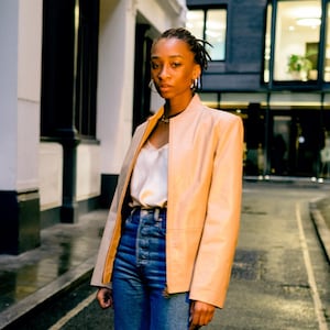 Vintage leather jacket Beige Jacket
