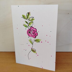 carte aquarelle fleur rose carte de voeux