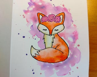 Carte d'anniversaire carte de voeux illustration renard