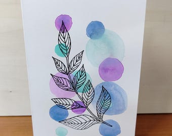 carte de voeux, anniversaire aquarelle feuille
