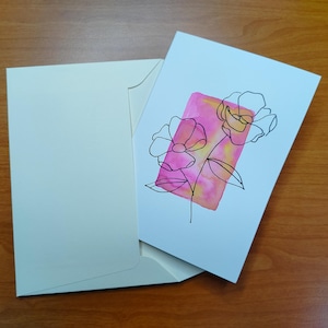 carte de voeux à l'aquarelle, carte d'anniversaire fleurs