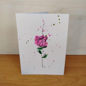 carte de voeux d'anniversaire aquarelle fleur rose