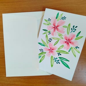carte de voeux à l'aquarelle fleurs roses