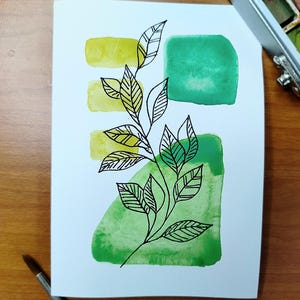 carte de voeux aquarelle illustration feuille