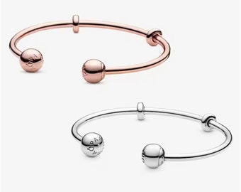 Pulsera abierta Pandora Moments hecha a mano - Pulsera con dijes de plata de ley S925 todos los días - Regalo para ella