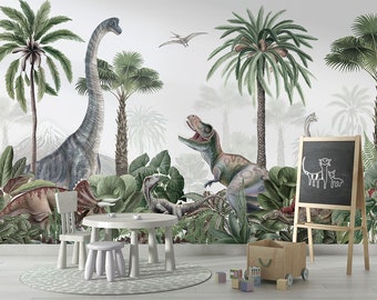 Dino Jive, kinderen, kinderkamer, dinosaurussen, natuur, palmbomen, bos & wouden, dieren, mysterie, groen